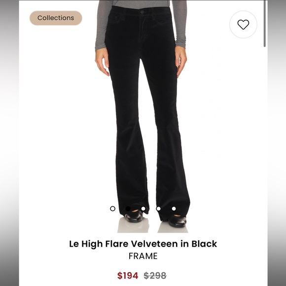FRAME Le High Flare Velveteen in Black pants - Picture 1 of 5